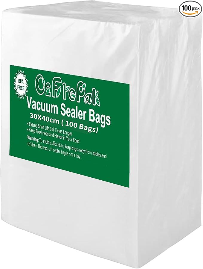 O2frepak 100 Count Big Gallon 12"x16" Vacuum Sealer Bags with BPA Free and Puncture Prevention,Vacuum Seal Freezer Bags,Great for Sous Vide Vaccume Sealer PreCut Bags