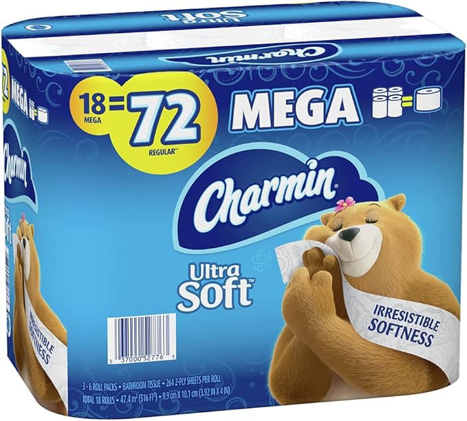 Charmin Ultra Soft Toilet Paper, 18 Mega Rolls = 72 Regular Rolls, 18 Count