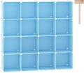 C&AHOME 16 Cube Storage Organizer Cube Shelves Units Storage Cubes, Blue | Plastic DIY Closet Organizer, Stackble Modular Closet Storage Shelves Ideal for Home, Bedroom, 48.4" L × 12.4" W × 48.4" H