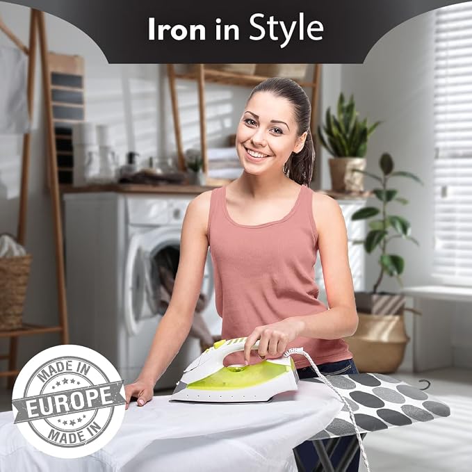 Bartnelli Pulse Ironing Board | Made in Europe | Patent Space Saving Smart Hanger Iron Board for Easy Storage | Lightweight, 4 Layer Cover, 4 Legs, for Dorm, Laundry Room, or Small Spaces(43x13-35)