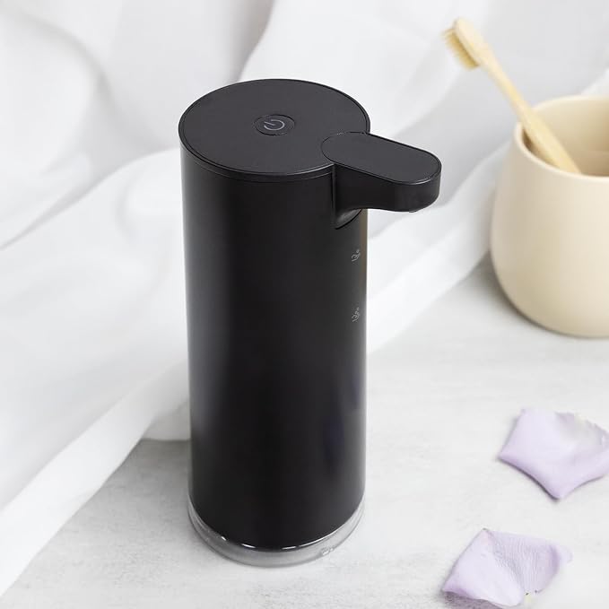 LAOPAO Automatic Soap Dispenser Foaming: Rechargeable Touchless Soap Dispenser Stainless Steel Foam Soap Dispenser for Bathroom Hand Soap Pump for Kitchen Xmas Gift, 9oz, Black