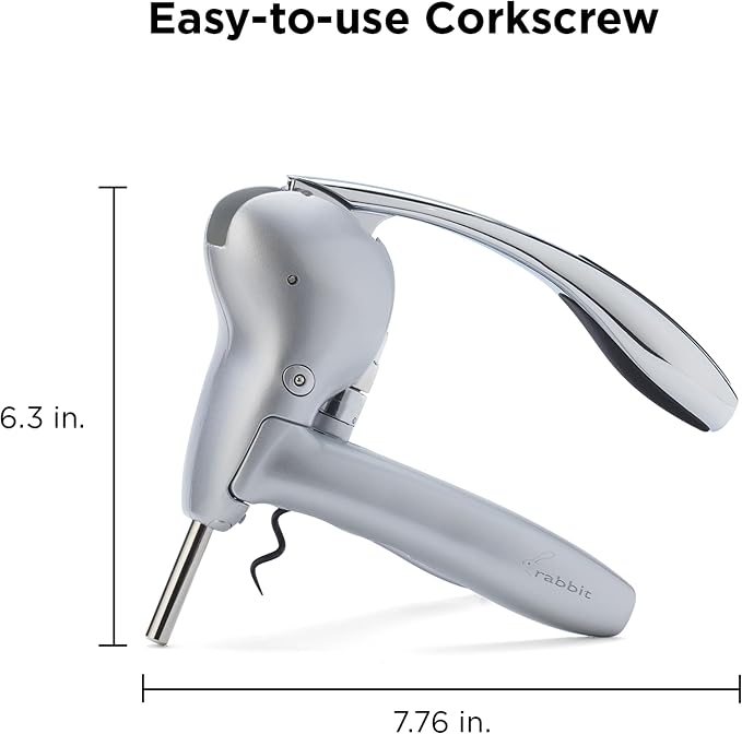 Rabbit Lever Corkscrew Wine Opener with Built-In Foil Cutter – Easy-to-Use Manual Wine Bottle Opener for All Cork Types, Ergonomic Design for Effortless Uncorking