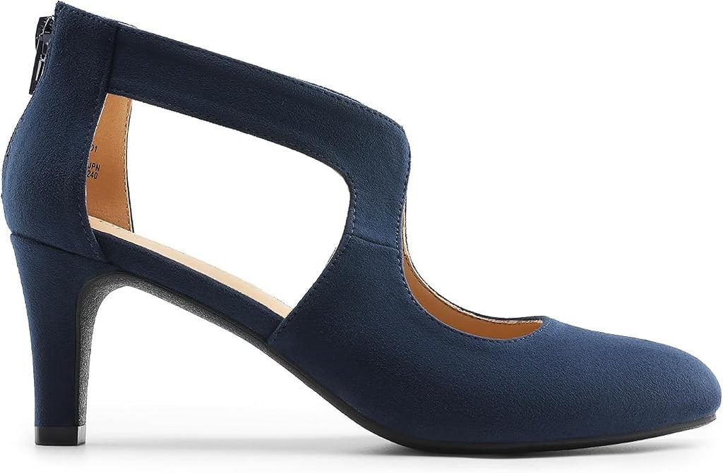 DREAM PAIRS Women's Pumps Closed Pointed Toe Kitten Heels | Elegant Party Dress Shoes with Chic Crisscross Cutouts, 2.76 Inch Heel, and Back Zip for Polished, All-day Secure Strides