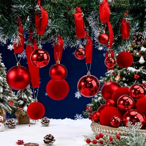 Halloscume 78 Pcs Christmas Ball Ornaments Ceiling Hanging Decor, Red