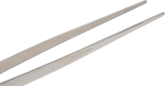 Mercer Culinary 18-8 Stainless Steel Chef Plating Tongs, Straight Tip, 11-3/4 Inch