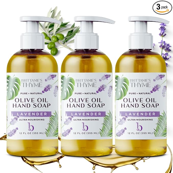 Brittanie’s Pure Castile Liquid Soap Refill, Lavender, 12 Ounce 3 Pack | Dish Soap, Hair & Body, Home, Gentle and Pure, Made with Natural Luxurious Oils, Vegan & Gluten Free Non-GMO