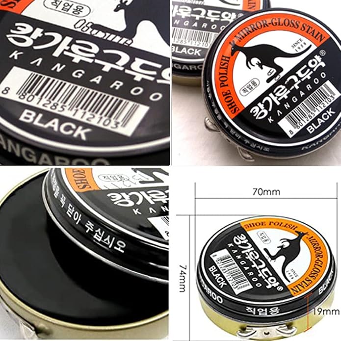 12 pcs of Kangaroo Shoe Boots Polishes Dyes Polishes Mirror-Gloss Stain Shine Wax 40g For Professional, Black Color