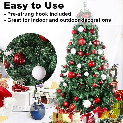 Red & White 2.5" Christmas Balls Christmas Tree Decoration Ornaments Shatterproof Hanging Balls for Birthday Halloween Holiday Wedding Decorations Set of 10pcs