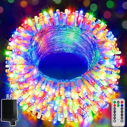 Ollny Christmas Lights Outdoor 800LED 262FT, Multicolor Plug in Fairy Light