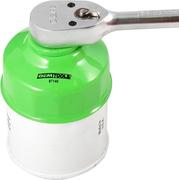 OEMTOOLS 87140 64mm 14 Flute Oil Filter Wrench, Green, 3/8 in Drive, Prevents Slippage, Wide Compatibility