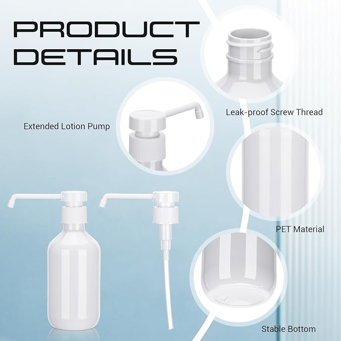 50 Pack Plastic Soap Dispenser Bulk Empty Pump Bottles Dispenser with Long Pump 10 oz Refillable Dish Soap Hand Washing Bottles Lotion Bottle for Kitchen Bathroom(White)