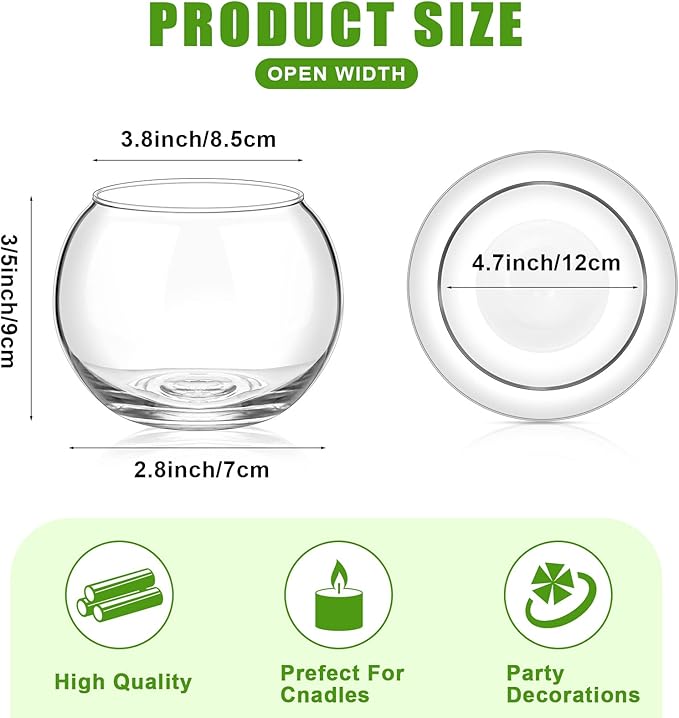 12 Pcs Fish Bowl Bubble Vase Bulk,3.5" h X 4.7" w