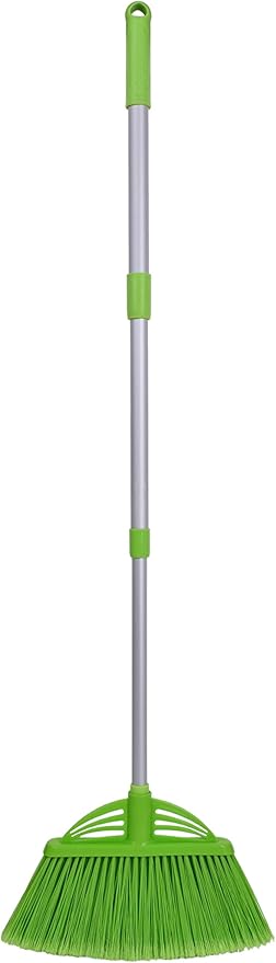 Mini Broom and Dustpan and Telescopic Rod Long Handle Broom, Camping Cleaning Tools, Light Blue and Green