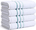 Bath Towels Set for Bathroom – Luxury 6-Piece Cotton Towels, Soft Absorbent & Quick Dry, 600 GSM Bath Towels for Bathroom, Hotel Spa Quality (White/Aqua Green, 4-Hand Towel Set)