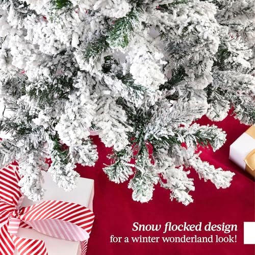 Best Choice Products Artificial Flocked Christmas Tree, 6ft Premium Unlit Pine Holiday Décor w/Full Branches, Metal Stand - Green