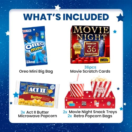 Movie Night Gift Basket - Movie Night Supplies, Candy & Popcorn Gift Set