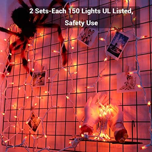 Brizled Halloween Lights Outdoor, Orange Lights 300 Count, 69.6ft, Likable