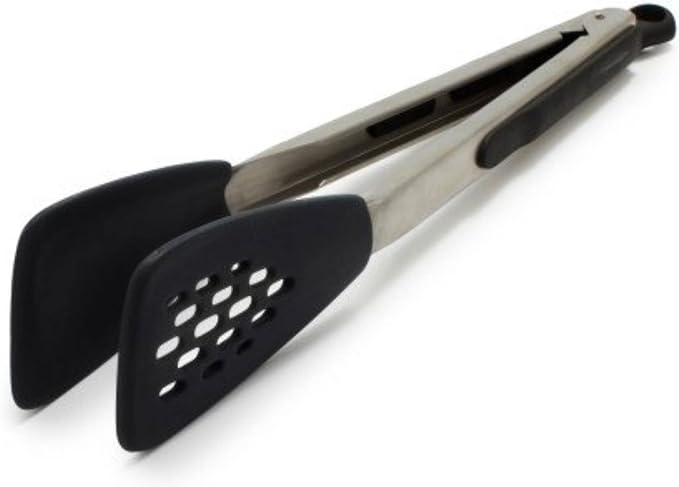 OXO Good Grips Silicone Flexible Tongs Stainless,Black & Good Grips 9-Inch Tongs with Silicone Heads