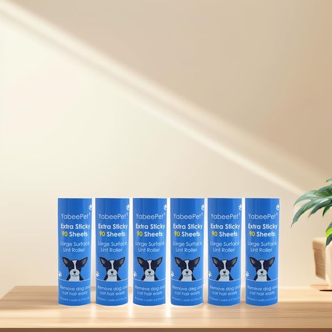 6.3'' Large Lint Rollers for Pet Hair Extra Sticky, Long Handle Sticky Rollers for Furniture Carpet, 1 Roller + 630 Sheets
