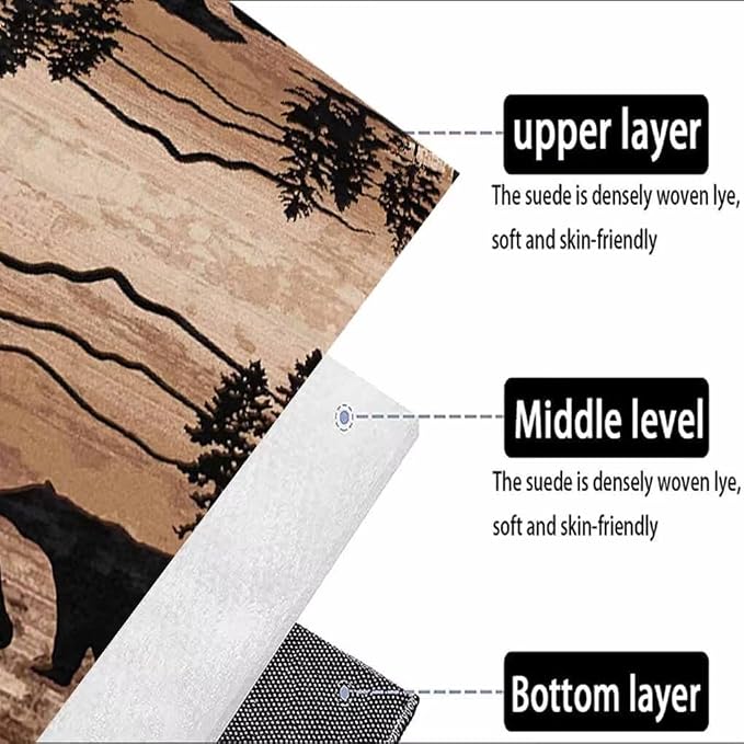 Retro Cabin House Bear Rustic Area Rug for Hallway Non-Slip Western Wildlife Style Throw Rugs Couch Decor Village Indoor Door Mat Vintage Carpet 2'x3'