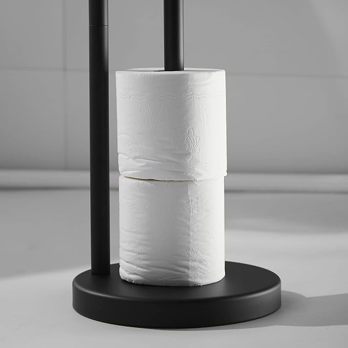 Bathroom Toilet Paper Roll Holder Stand with Reserve, Black Painting