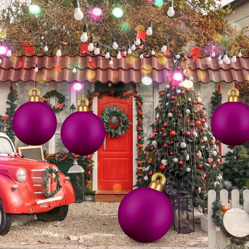 Jetec 4 Pcs Giant Inflatable Christmas Ball, Solid, Purple