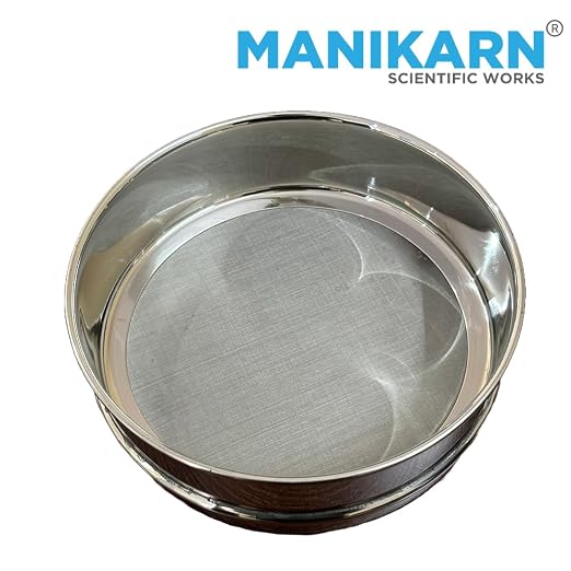 Test Sieve 8 Inch (200mm) – 75 Micron Mesh, ASTM No. 200 – Grade 304 Stainless Steel Frame & Mesh – Laboratory Sieve for Soil, Sand, and Particle Size Analysis