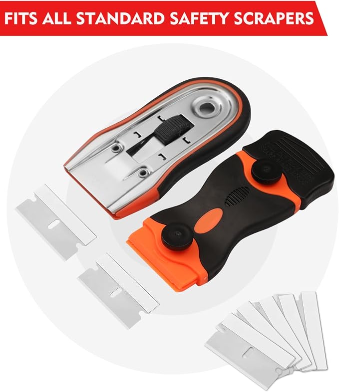 WORKPRO 100-Pack Single Edge Razor Blades, Razor Blade Scraper Refills | Industrial Scraper Razor Blades, High Carbon Steel One Edge Razor Blades for Paint, Sticker & Label Removal