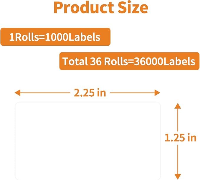 MFLABEL 36 Rolls of 1000 2-1/4 x 1-1/4 Inch Direct Thermal Perforated Shipping Labels,SKU Labels (36 Rolls)