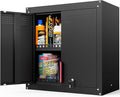 Eltean 30" Garage Wall Cabinet, Metal Wall Cabinet with Lock & Adjustable Shelf,Heavy-Duty Black Garage Storage Cabinet,Ventilated Metal Wall Cabinets for Workshop & Tools