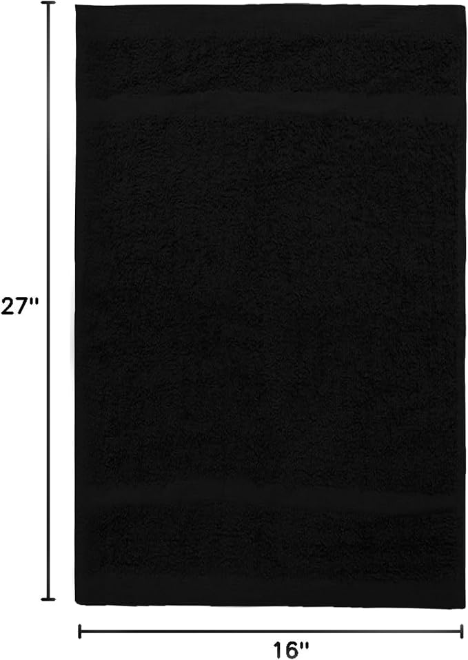 Avalon Towels Salon Towel - Black Hand Towels Bulk Pack of 24 - 100% Cotton Absorbent Spa, Facial & Gym Towel for Working Out - 16x27 Inches (Not Bleach Proof)