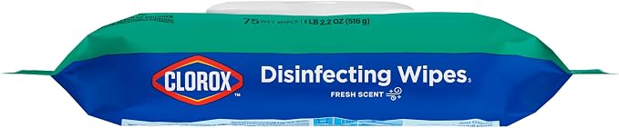 Clorox Disinfecting Wipes Flex Pack, Bleach Free, Fresh Scent, 75 Count, Pack of 3 (Pack May Vary)