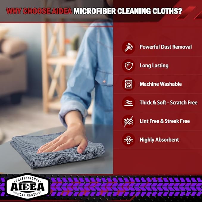 AIDEA Microfiber Cleaning Cloth Grey, 400PK, Microfiber Towels for Cars, Shop Towels Cleaning Rags, Premium Wash Cloths, Absorbent Towel for SUVs, House, Kitchen, Commercial, Cleaning Supplies 12×12"
