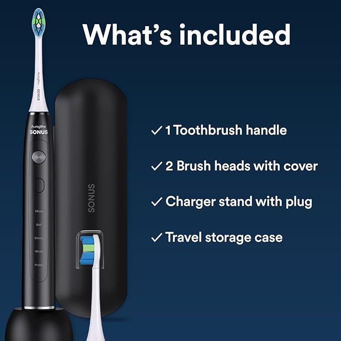 AURAGLOW Sonus Electric Toothbrush & 3-Pack Replacement Brush Heads