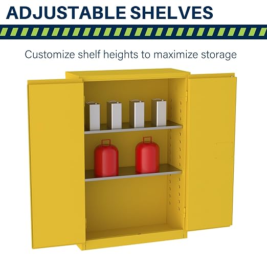 Jamco 45 Gallon Steel Flammable Safety Cabinet, Manual Doors, Yellow | All-Welded Double-Wall Steel Flammable Storage Cabinet, Lockable Doors, 43"W X 18"D X 65"H, Osha & Fm Certified, Made In Usa