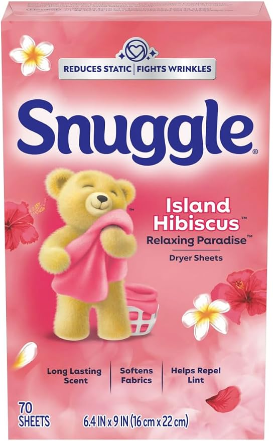Snuggle Dryer Sheets 70 Count (Pack of 4) Scent May Be Vary (Fabric Softener Sheets, Island Hibiscus & Rainflower)