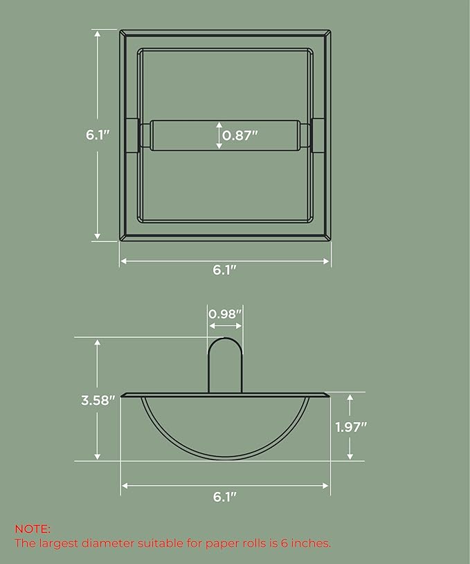 FORIOUS Recessed Toilet Paper Holder, Stainless Steel Durable Tissue Roll Holder Wall Mount for Bathroom Space Saving Design with Mounting Bracket, in Wall Toilet Paper Dispenser Insert, Matte Black