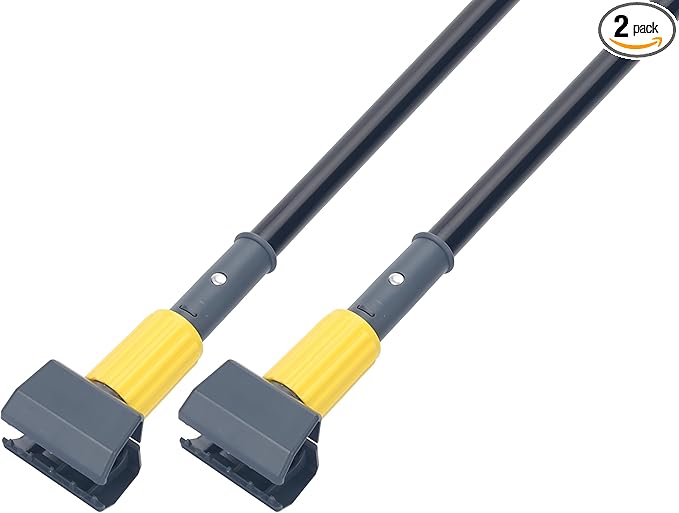 KeFanta Metal Mop Handle Commercial Heavy Duty,58" Industrial Mop Stick with Jaw Clamp,Wet Gripper Mops Head Replacement Holder for Floor Cleaning(2 Pack)