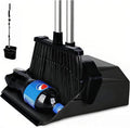 Tiumso Upgrade Broom with Dustpan Combo Set, Broom and Dustpan Set with 51'' Long Handle, Large Upright Brooms and Dust Pans, ZeroGap Lip, Self-Cleaning Dustpan Teeth for Lobby and Restaurant - Black
