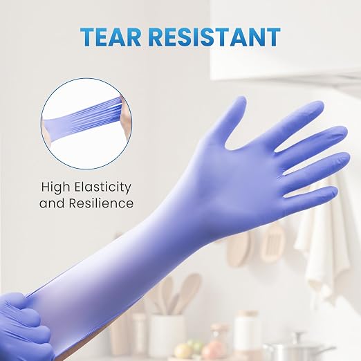 Borje Nitrile Exam Gloves Large, 100 Count Disposable Gloves, Iris Blue | Latex-Free Powder-Free, Food Safe, Cooking, Cleaning