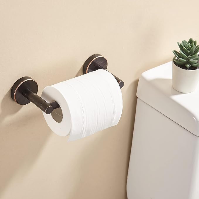 Bronze Toilet Paper Holder Towel Ring,Oil Rubbed Bathroom Hardware Set,Hand Towel Holder Wall Mount Tissue Roll Holder with Double Post Bath Accessories SUS304 Stainless Steel 2pc