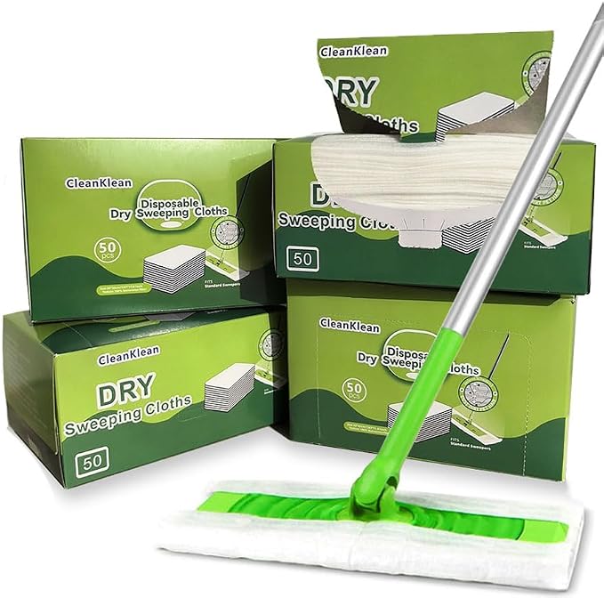 80/200Counts, Disposable Electrostatic Dust Mop Pads, Wet Dry Use Floor Cleaning Cloths for Home, Ideal for Living Room, Bedroom, Bathroom, Hardwood Floor & Carpet Cleaning. (200Counts(4boxes))