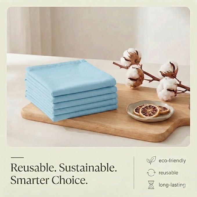 Urban Villa Kitchen Towels 100% Cotton Dish Towels for Kitchen(Set of 6) 20”x30” Dish Cloths Highly Absorbent Kitchen Linen Set with Hanging Loop Perfect for Drying Dishes Cleaning Hand Towels – Aqua
