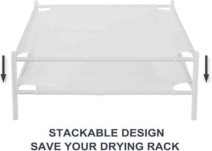 STO STO Sweater Drying Rack, 2-Pack Stackable Mesh Clothes Drying Rack, Laundry Drying Rack for Sweaters, Socks, Toys, White