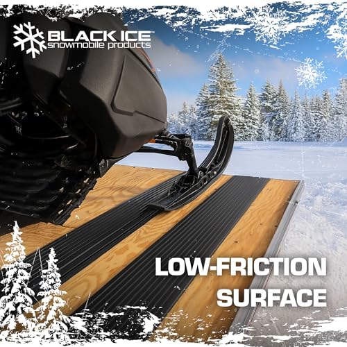 Black Ice 7' x 10" Snowmobile Trailer Ski Guides for Transporting Trailers and Truck Beds - Heavy-Duty Outdoor Accessories for Friction-Free Loading and Transport