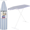 Full Size Ironing Board with Cover & Pad – Made in USA by Seymour Home Products Adjustable Steel T-Legs, 35" High Perforated Top for Steam Durable Iron Board for Home, Laundry Room (Blue Stripe)