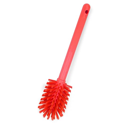 SPARTA Large Water Bottle Brush Ideal for Wide-Mouth Jars, Bottles and Tumblers, Dishwashing Tool with Handle for Home and Commercial Kitchens, Plastic, 12 Inches, Red, (Pack of 6)