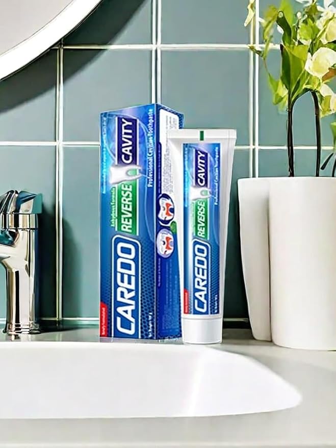 CAREDO Cavity Repair Toothpaste Cure Tooth Cavities Dental Caries Remineralizing with Hydroxyapatite Toothpaste Treatment Tooth Decay for Adults, Home School or Travel (New Flavor 100g*1), Grey White
