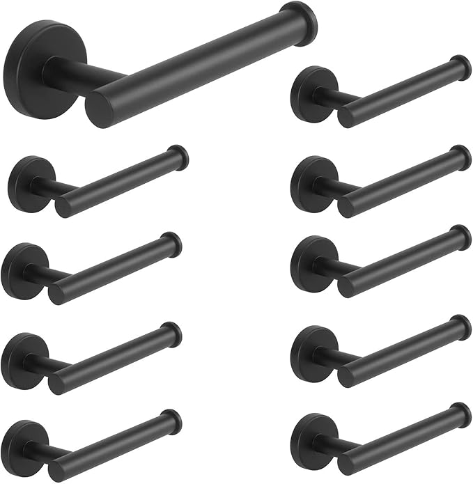 NearMoon Bathroom Toilet Paper Holder, Premium SUS304 Stainless Steel Rustproof Wall Mounted Toilet Roll Holder for Bathroom, Kitchen (10 Pack, Matte Black)