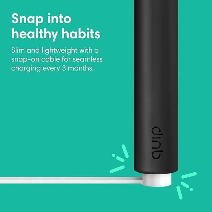 Quip Rechargeable Smart Sonic Toothbrush for Adults - Timed Electric Toothbrush with Bluetooth & Rewards App - Replaceable Brush Head, Soft Bristles, Metal Handle - Travel Toothbrush - All-Black